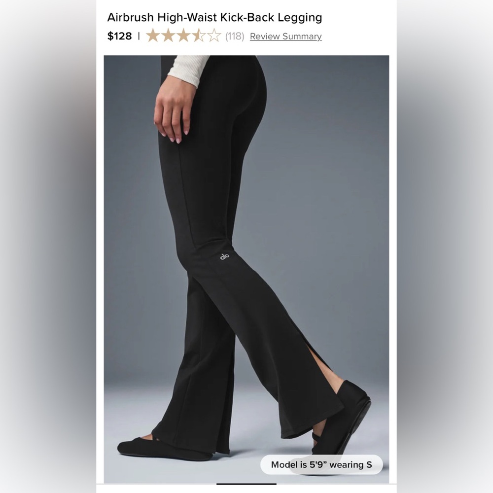 ALO Yoga Black High Waist Kick-Back Leggings